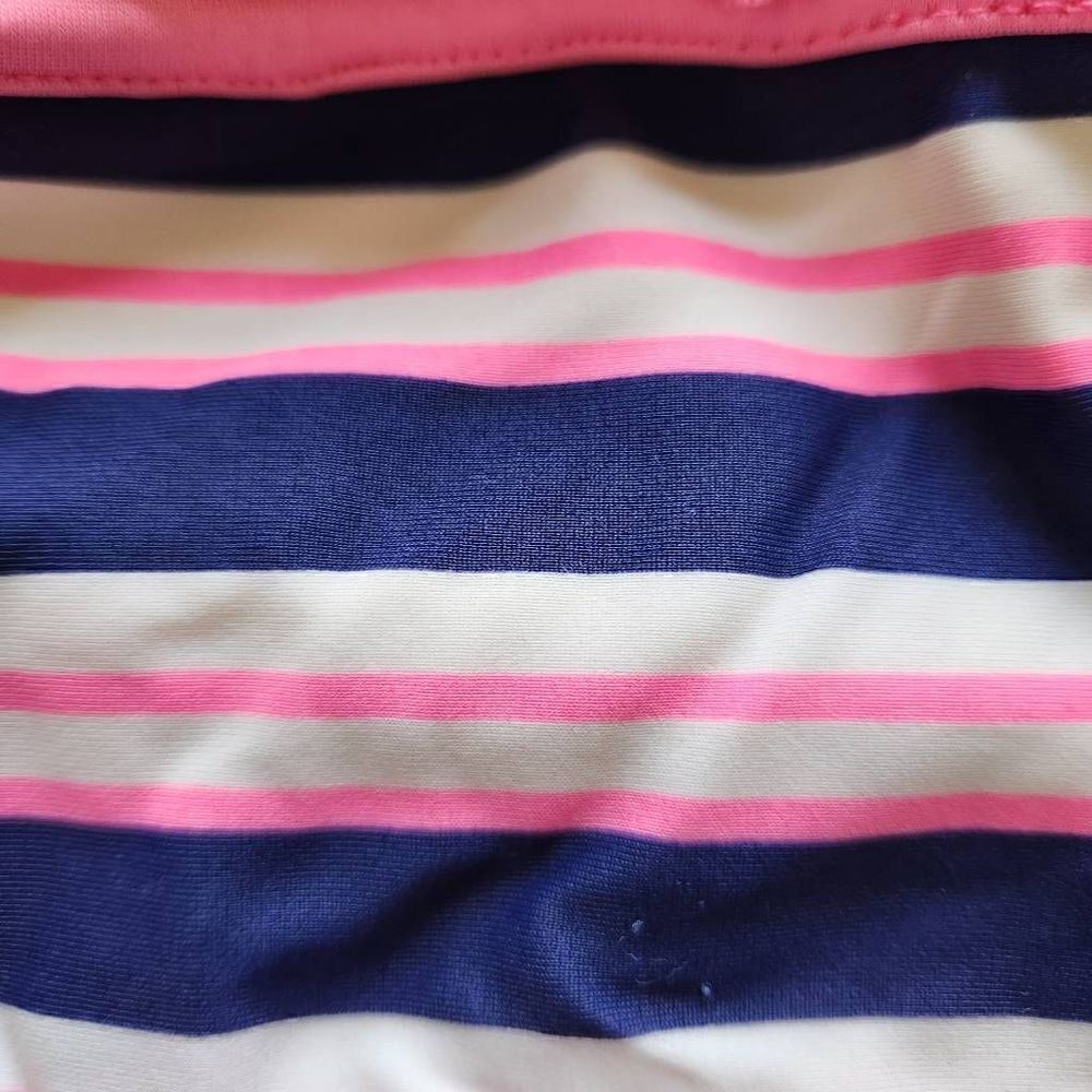 Size 8 girls halter top swimsuit bathing shirt striped pink blue - Picture 2 of 4